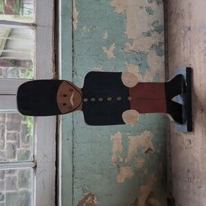 Handmade primitive wooden nutcracker soldier Christmas decor